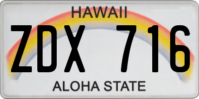 HI license plate ZDX716