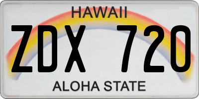 HI license plate ZDX720