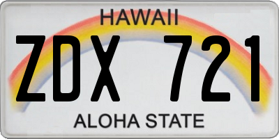 HI license plate ZDX721