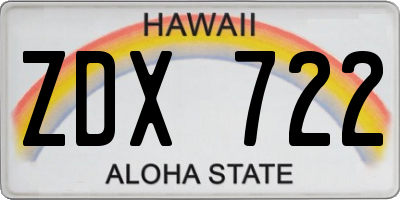 HI license plate ZDX722