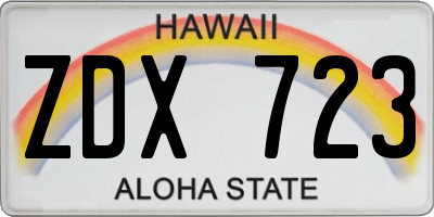 HI license plate ZDX723