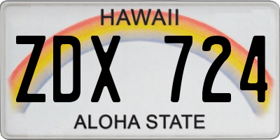 HI license plate ZDX724
