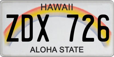HI license plate ZDX726