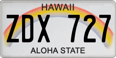 HI license plate ZDX727