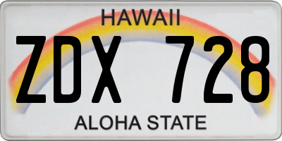 HI license plate ZDX728