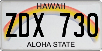 HI license plate ZDX730
