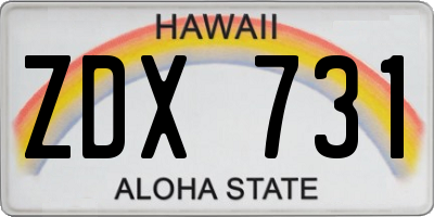 HI license plate ZDX731