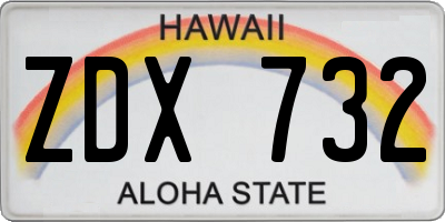HI license plate ZDX732