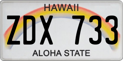 HI license plate ZDX733