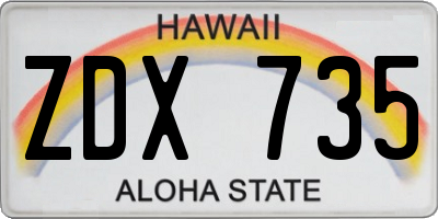 HI license plate ZDX735