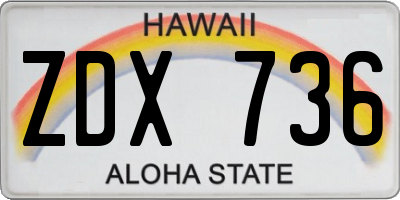 HI license plate ZDX736