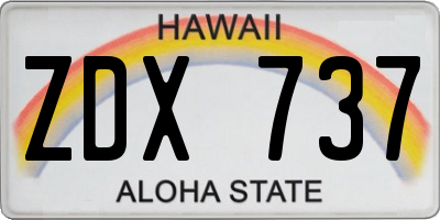 HI license plate ZDX737