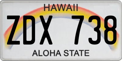HI license plate ZDX738