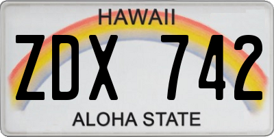 HI license plate ZDX742
