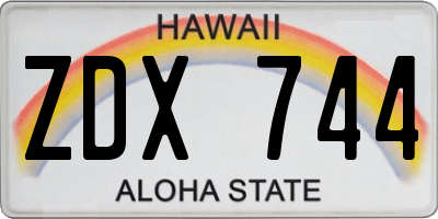 HI license plate ZDX744