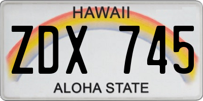 HI license plate ZDX745