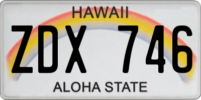 HI license plate ZDX746