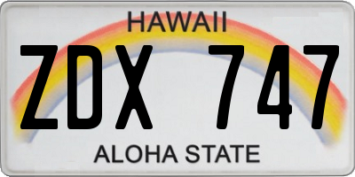 HI license plate ZDX747