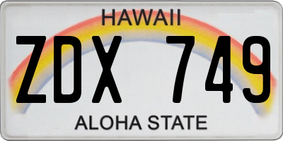 HI license plate ZDX749