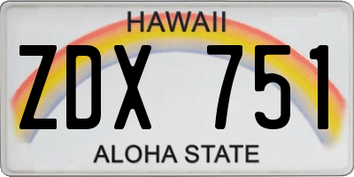 HI license plate ZDX751