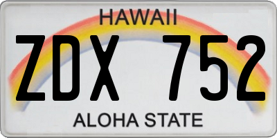 HI license plate ZDX752