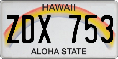 HI license plate ZDX753