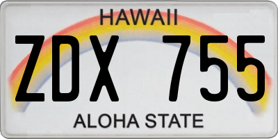 HI license plate ZDX755