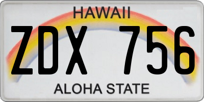 HI license plate ZDX756