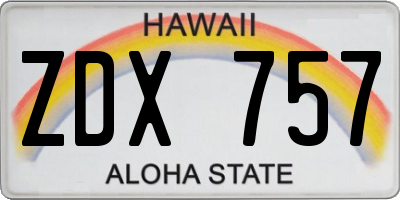 HI license plate ZDX757