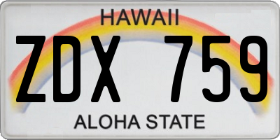 HI license plate ZDX759