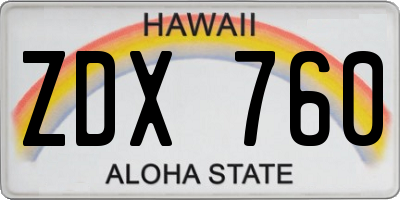 HI license plate ZDX760