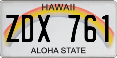 HI license plate ZDX761