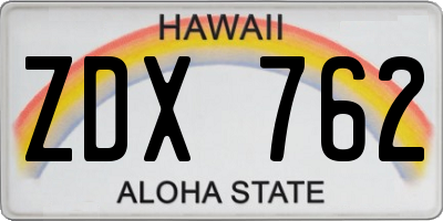 HI license plate ZDX762