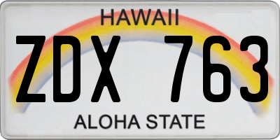 HI license plate ZDX763