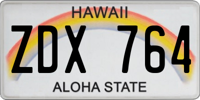 HI license plate ZDX764