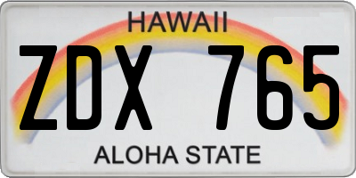 HI license plate ZDX765