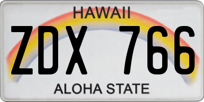 HI license plate ZDX766