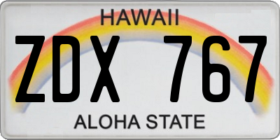HI license plate ZDX767