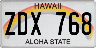 HI license plate ZDX768