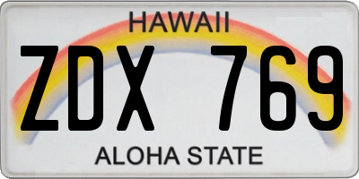 HI license plate ZDX769