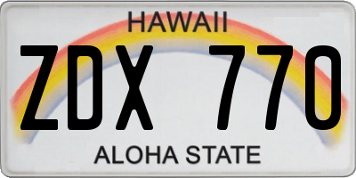 HI license plate ZDX770