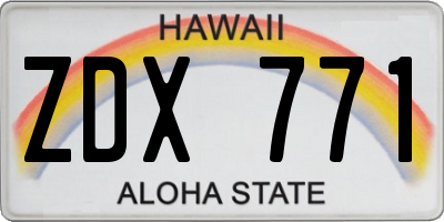 HI license plate ZDX771