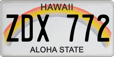 HI license plate ZDX772