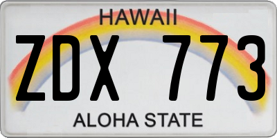 HI license plate ZDX773