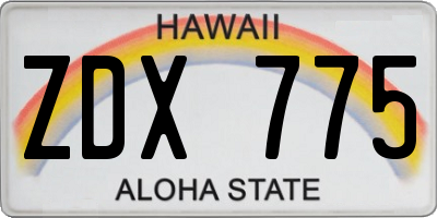 HI license plate ZDX775
