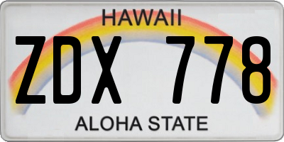 HI license plate ZDX778