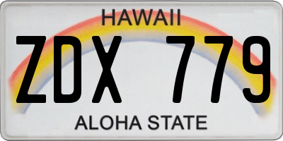 HI license plate ZDX779