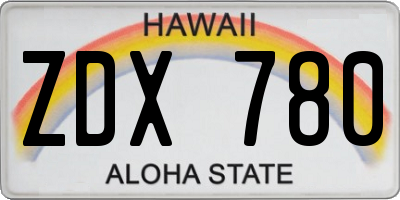 HI license plate ZDX780
