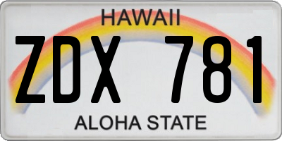 HI license plate ZDX781