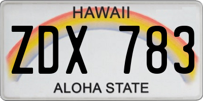 HI license plate ZDX783
